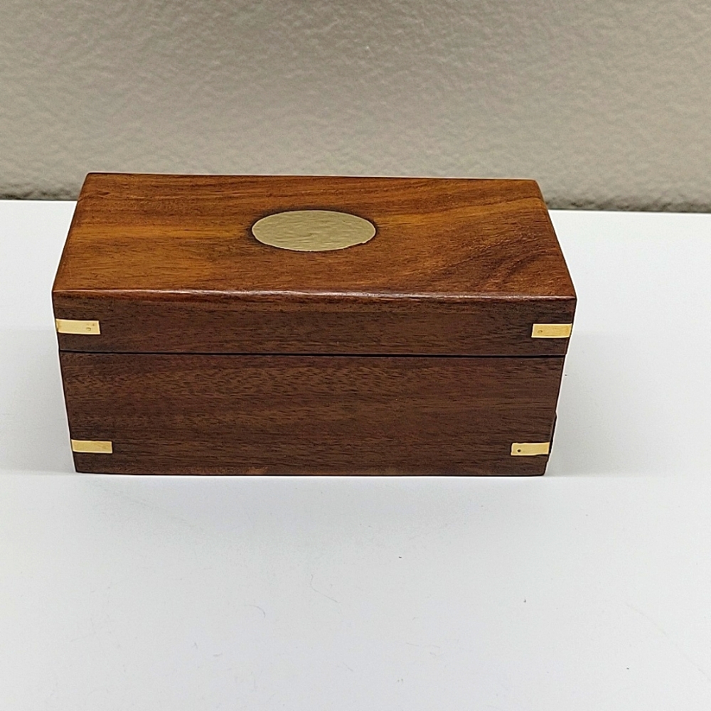 Wood and Gold Metal Trinket box